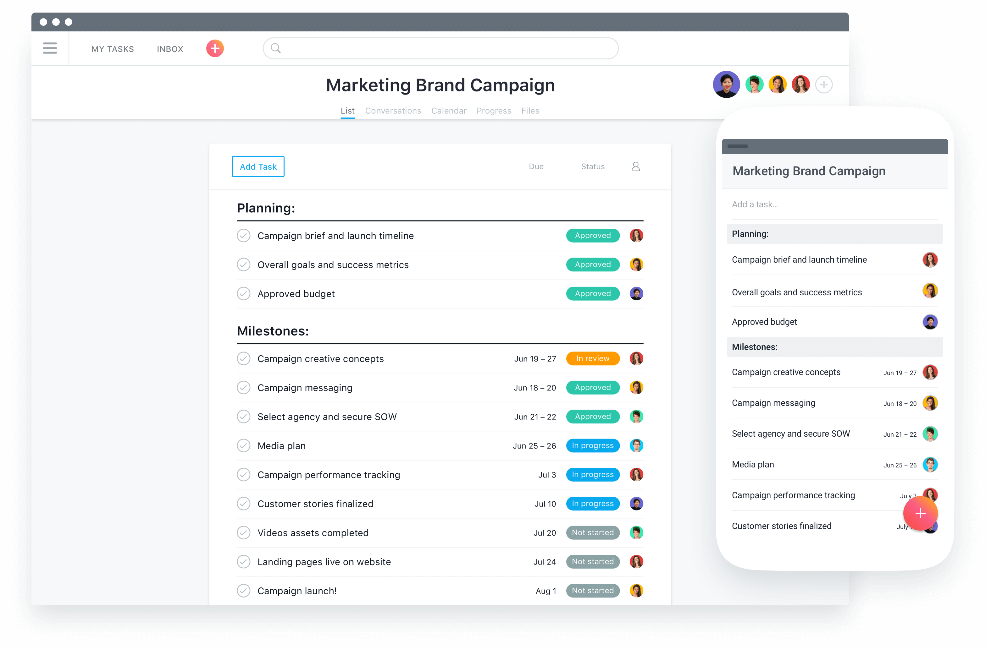 Image of Asana project management tool that displays user interface 